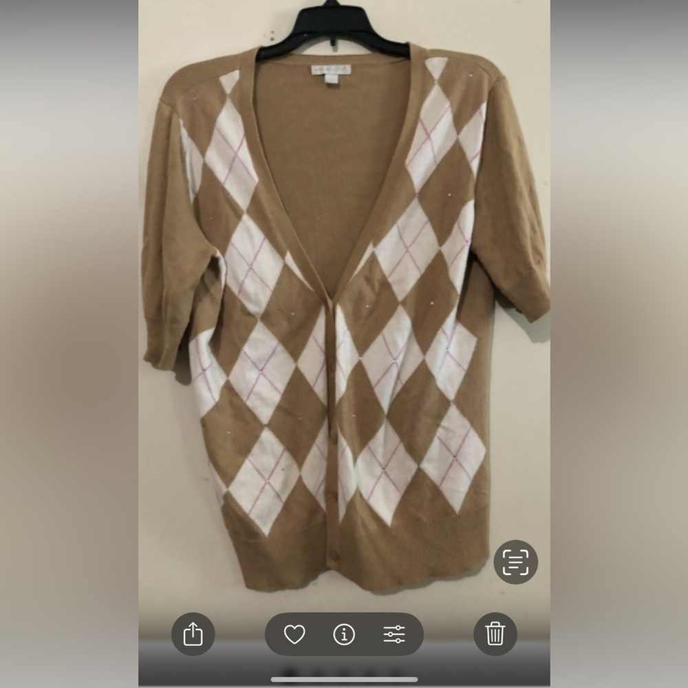 (N25) Argyle Patterned Women's Sweater With Sparkles Size L NWTS Néw York & Co